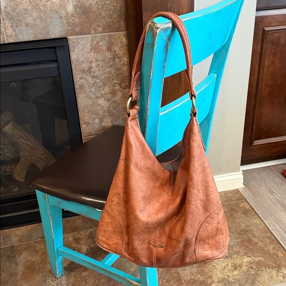 Frye distressed brown leather slouchy hobo shoulder bag purse beautifully worn - Picture 6 of 17